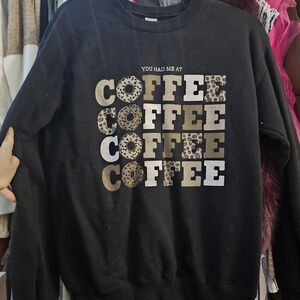 Gildan Black Women's 'You Had Me At Coffee' Graphic Sweatshirt